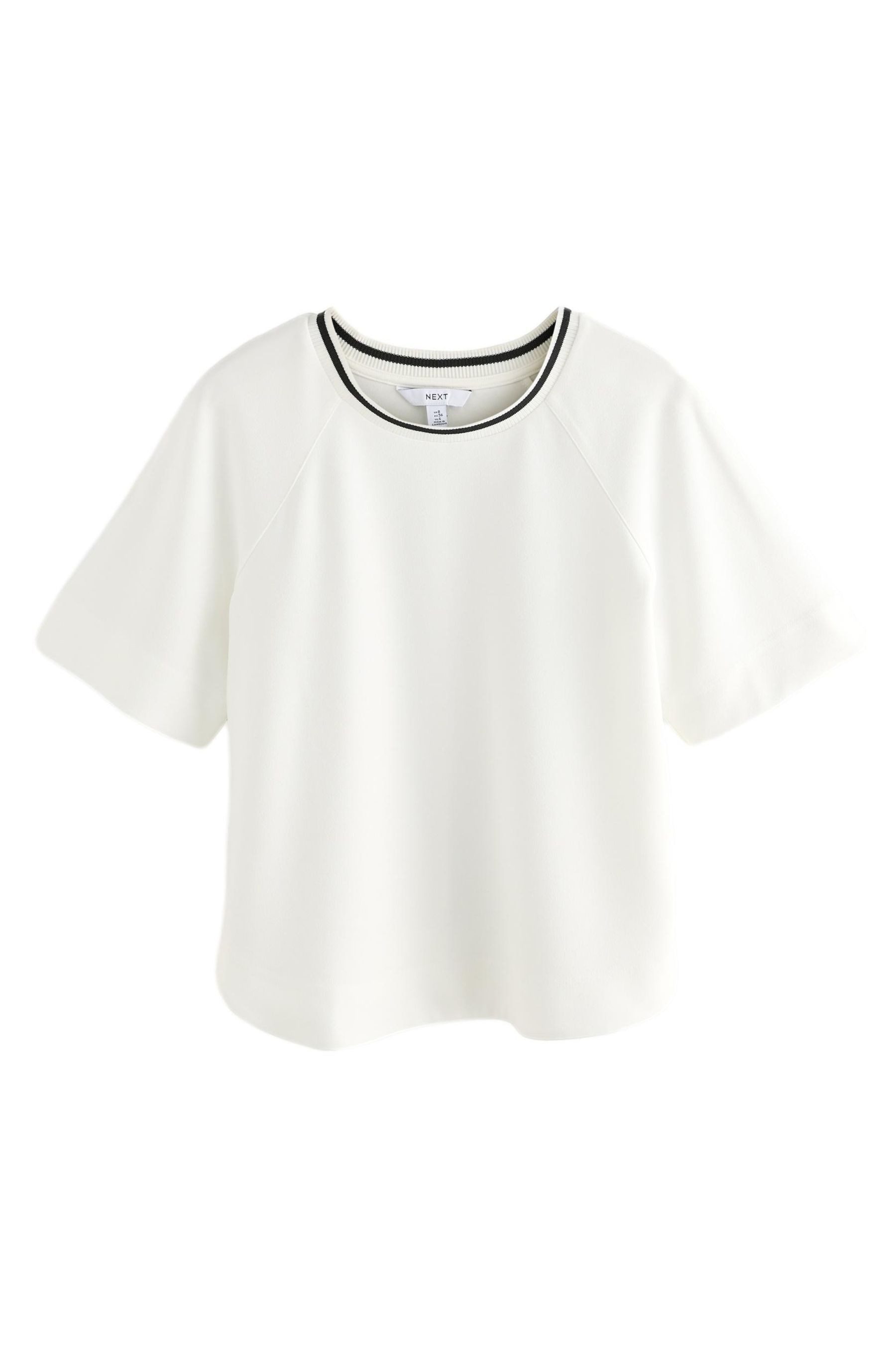Next T-Shirt Kastiges Krepp-T-Shirt mit Kontrastbesatz günstig online kaufen