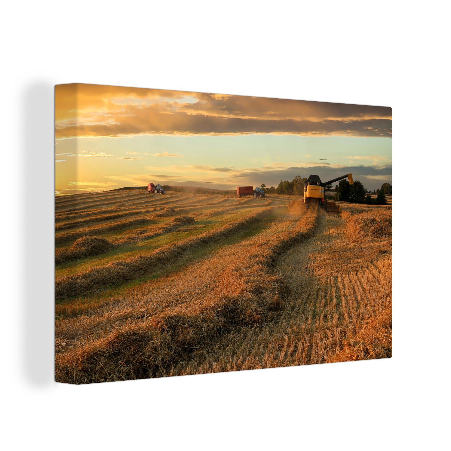 OneMillionCanvasses® Leinwandbild Traktor - Sonne - günstig online kaufen