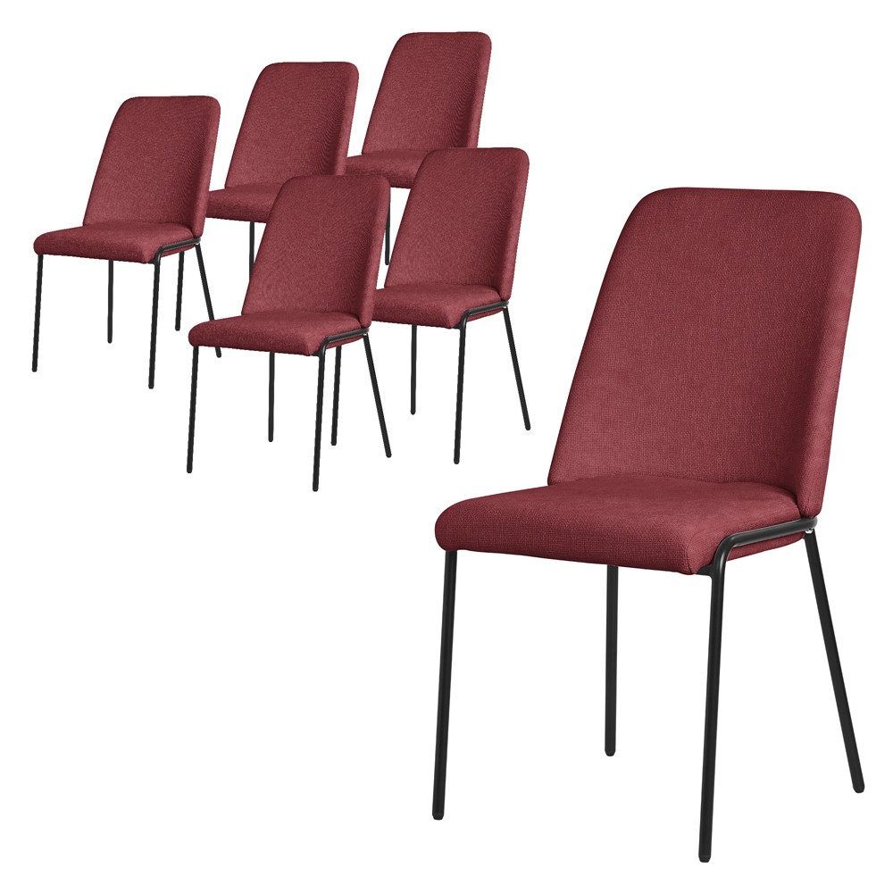 ML-DESIGN Polsterstuhl Esszimmerstühle mit Rückenlehne moderne Design Lounge Küchenstühle (6 St), Esstischstühle 6er Set Rot Küchenstuhl Stahl Polyester bis 120 kg
