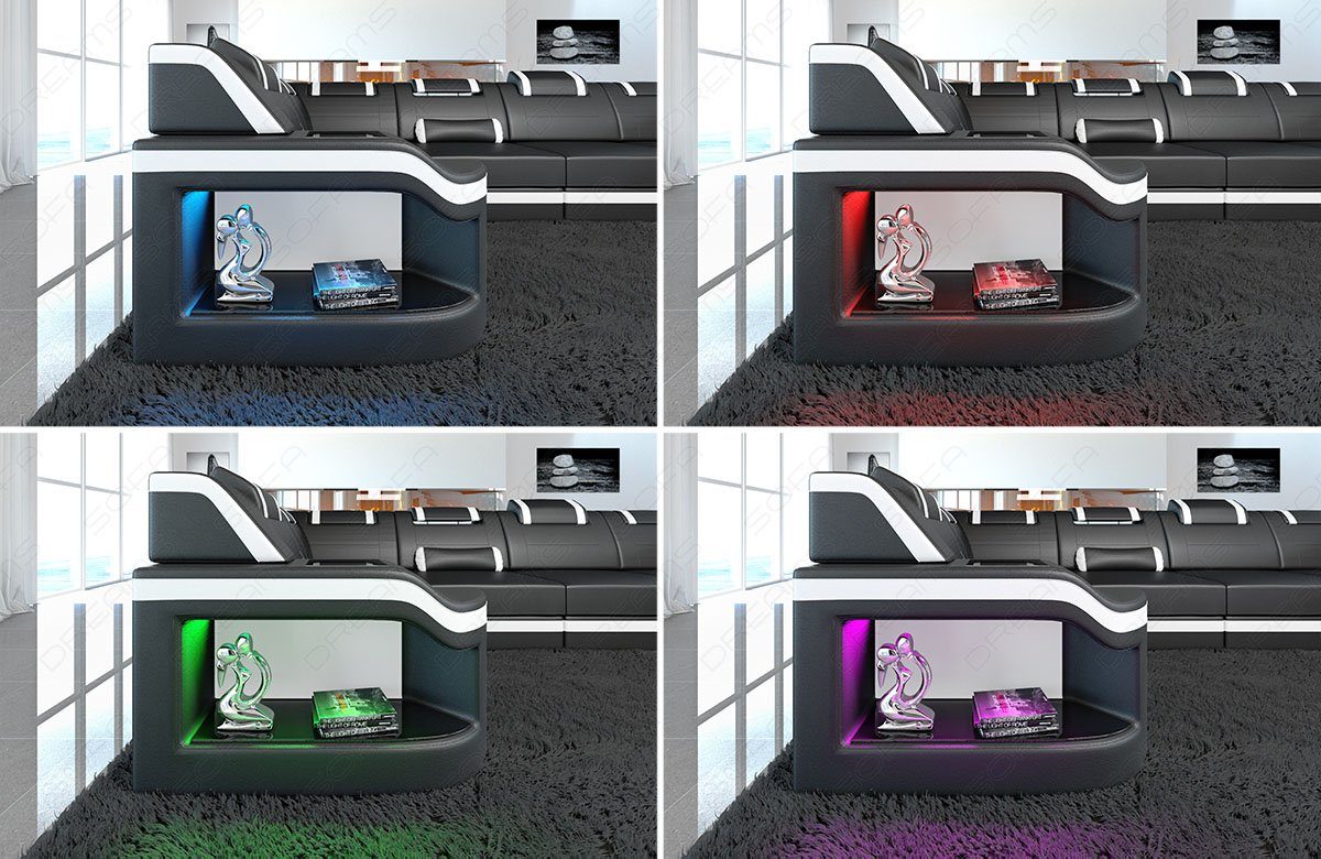 Stoffsofa Sofa Wohnlandschaft mit Couch Design Padua wahlweise M hellgrau-weiß U Form Dreams Stoff Mikrofaser Sofa, Polster Bettfunktion