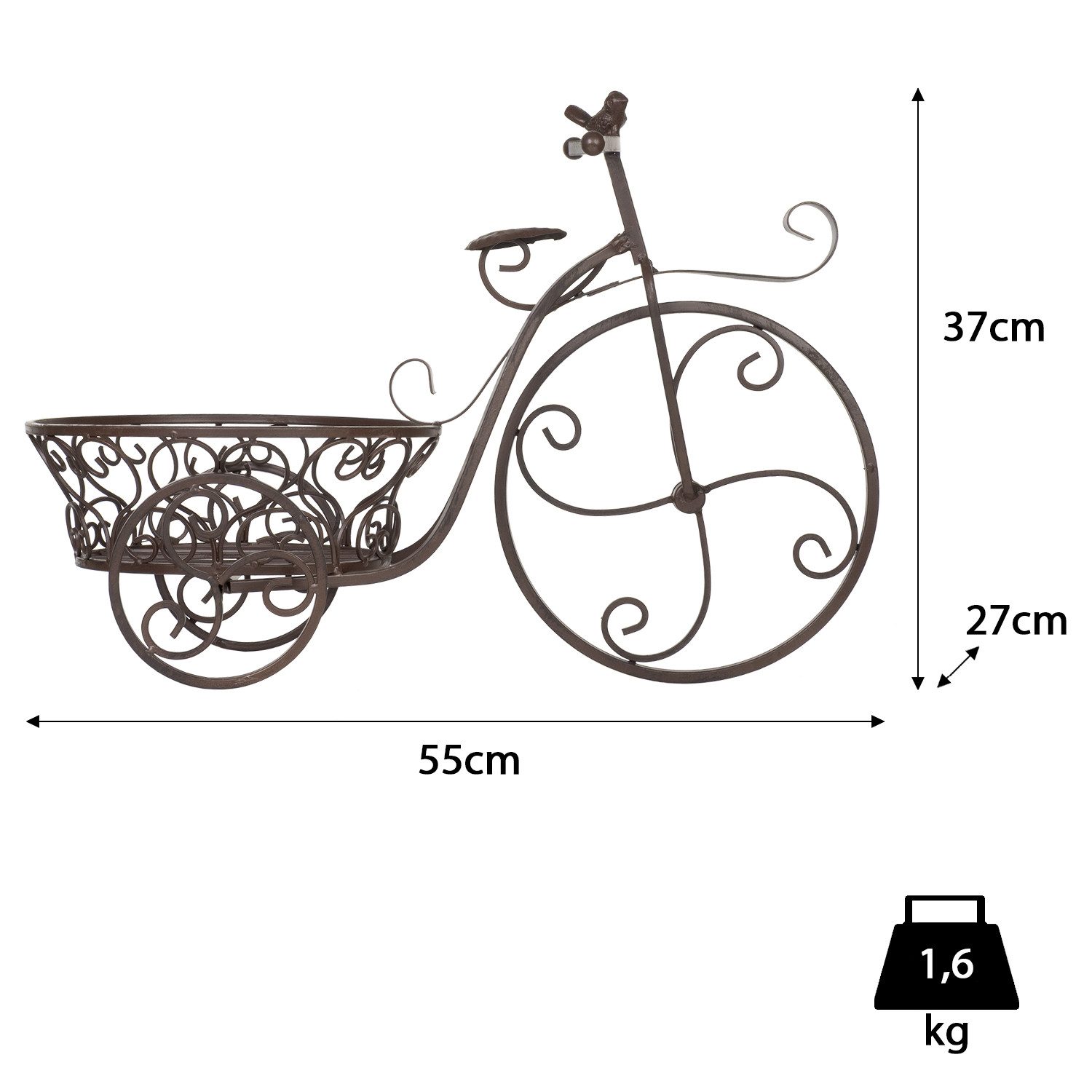 Moritz Blumentopf Pflanzfahrrad 55 x 37 x 27,5 cm, Pflanzkorb Landhausstil Shabby Blumentopfhalter Gartendeko