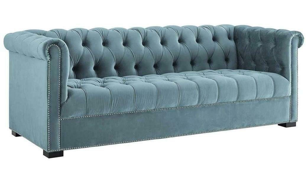 JVmoebel Sofa, Dreisitzer Grau Chesterfield Modern Design Sofa Neu Original Möbel Blau