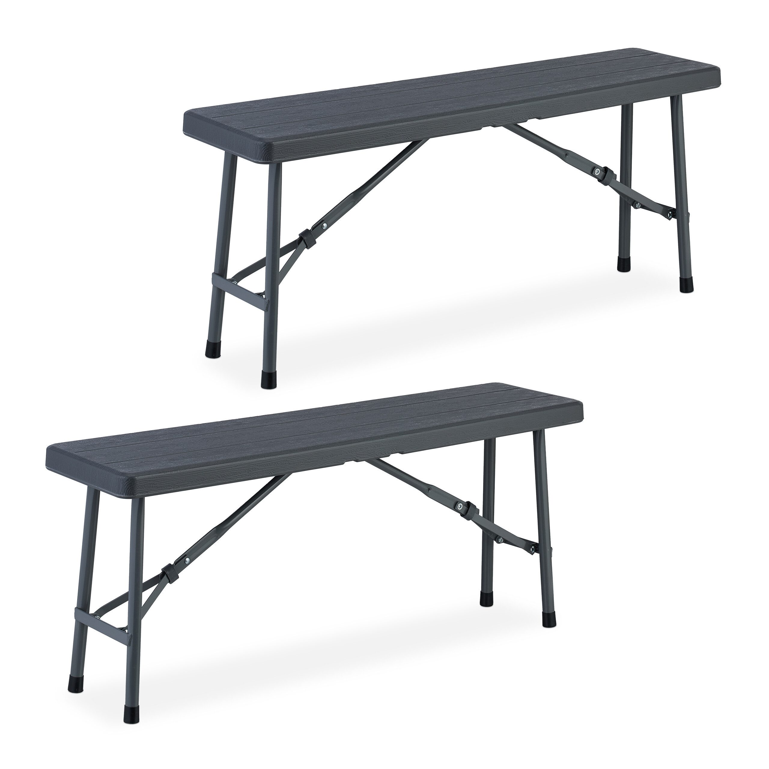 relaxdays Gartenbank Bierbank 2er Set Holzoptik (2-St., 2er Set), grau