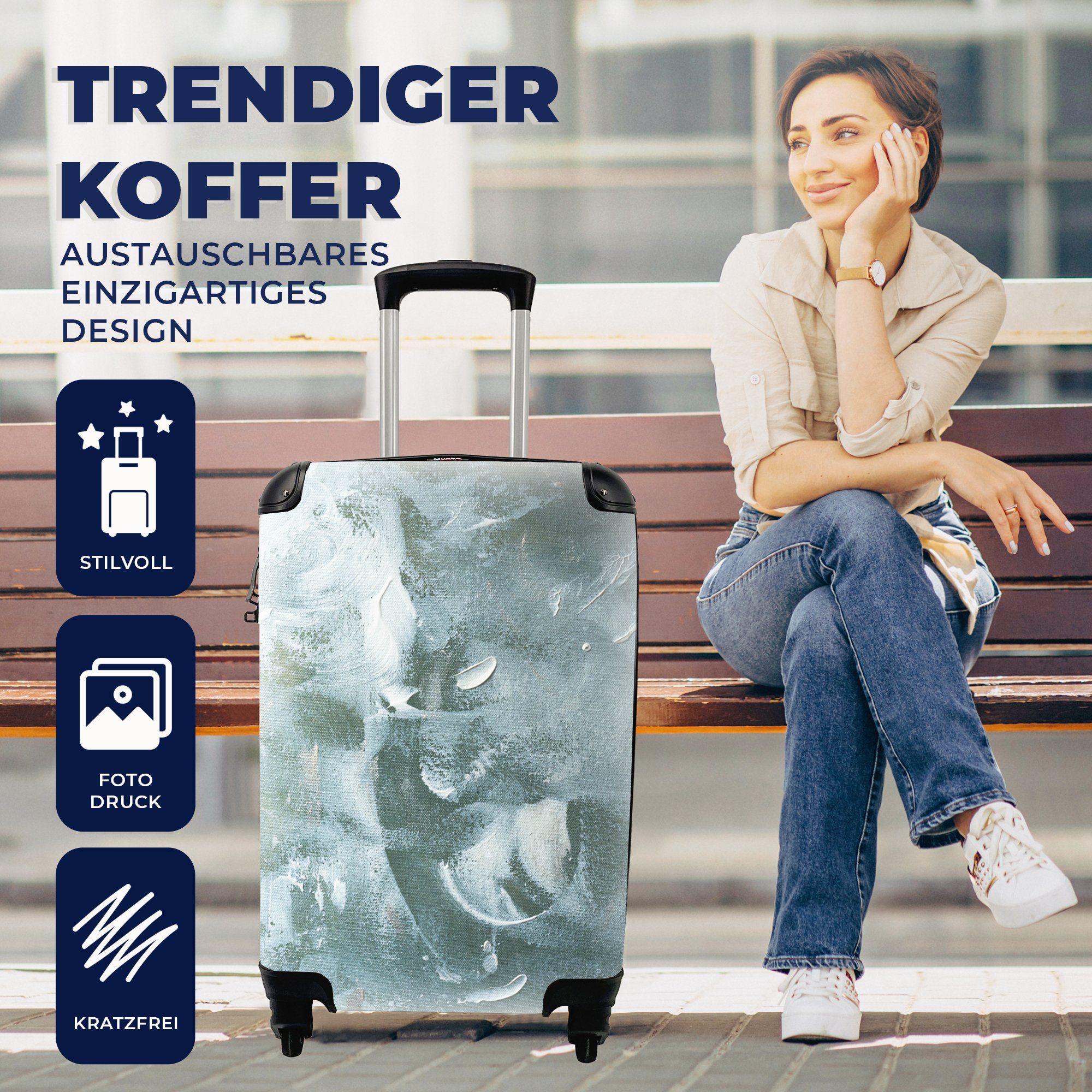 Reisetasche Ferien, Rollen, Strukturen rollen, Trolley, Abstrakt, für 4 - Handgepäck mit Acrylfarbe Handgepäckkoffer Reisekoffer MuchoWow -