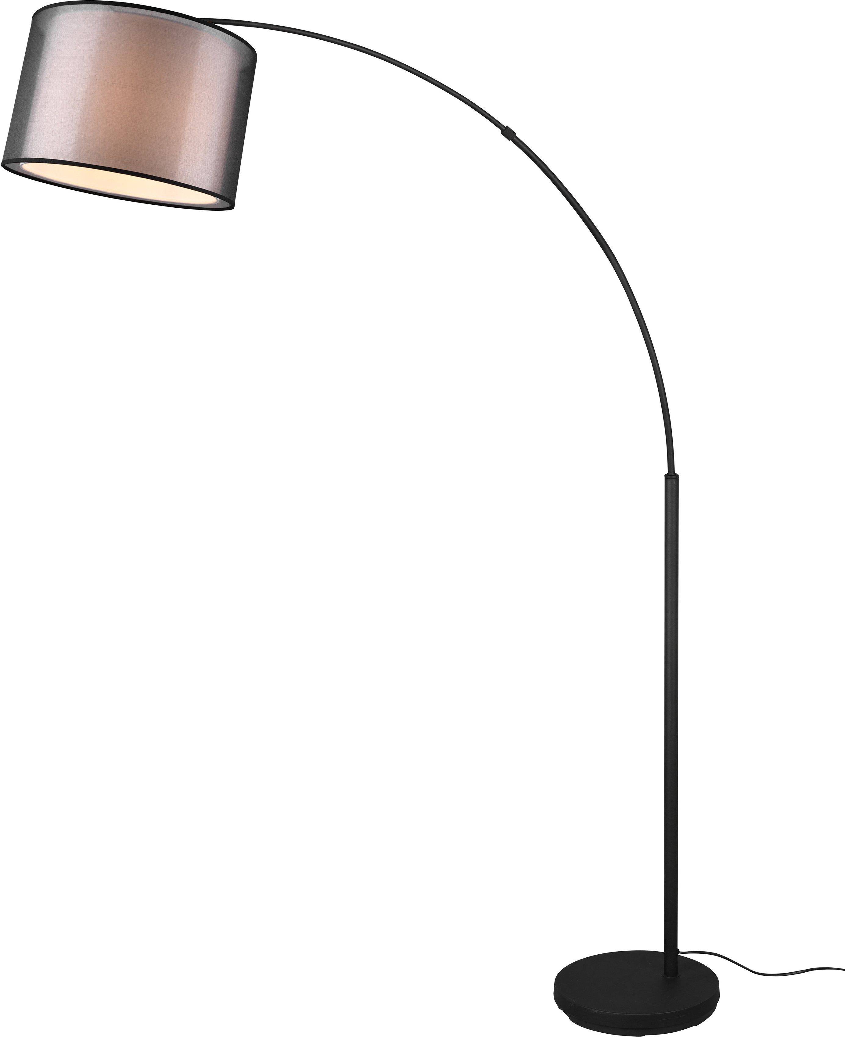 Places of Style Stehlampe Liotta, Ein-/Ausschalter, Leuchtmittel wechselbar,  mit Doppelschirm Textil, Fußschalter, transparenter Organza-Schirm, als  Bogenleuchte perfektes Licht über Couch oder Sofa