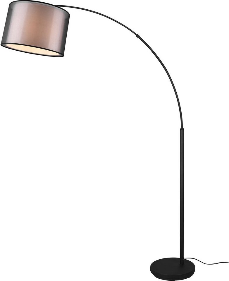 Places of Style Stehlampe Liotta, Ein-/Ausschalter, Leuchtmittel wechselbar,  mit Doppelschirm Textil, Fußschalter, transparenter Organza-Schirm, als  Bogenleuchte perfektes Licht über Couch oder Sofa
