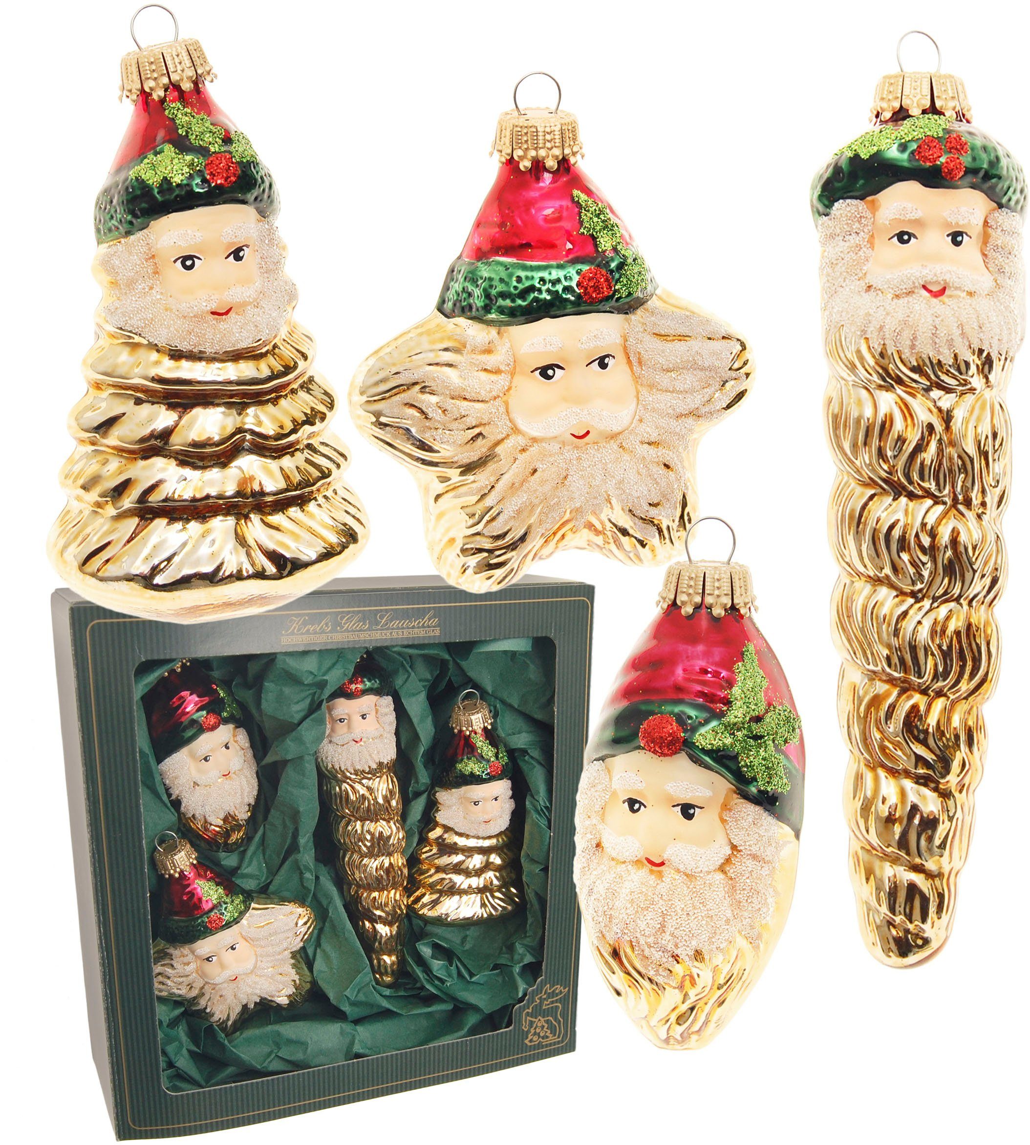 Krebs Glas Lauscha Christbaumschmuck Xmas Night "Weihnachtsmanngesichter" ( günstig online kaufen