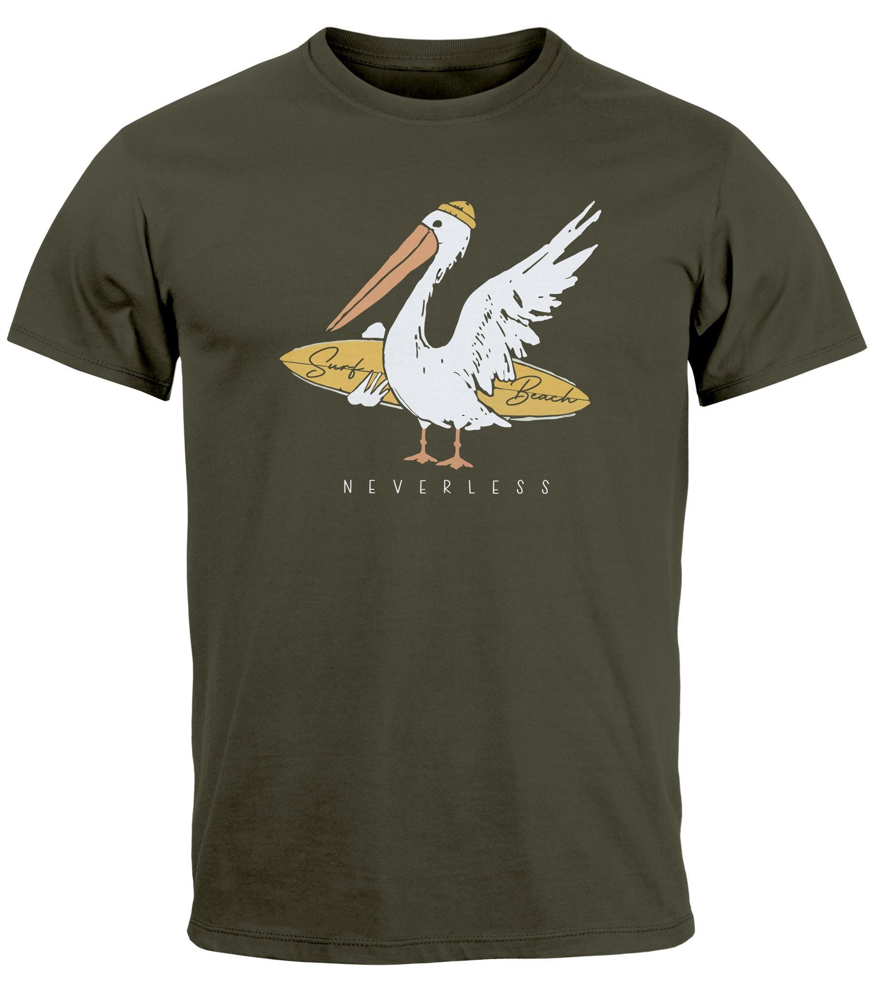 Neverless Print-Shirt Herren T-Shirt Pelikan Print günstig online kaufen