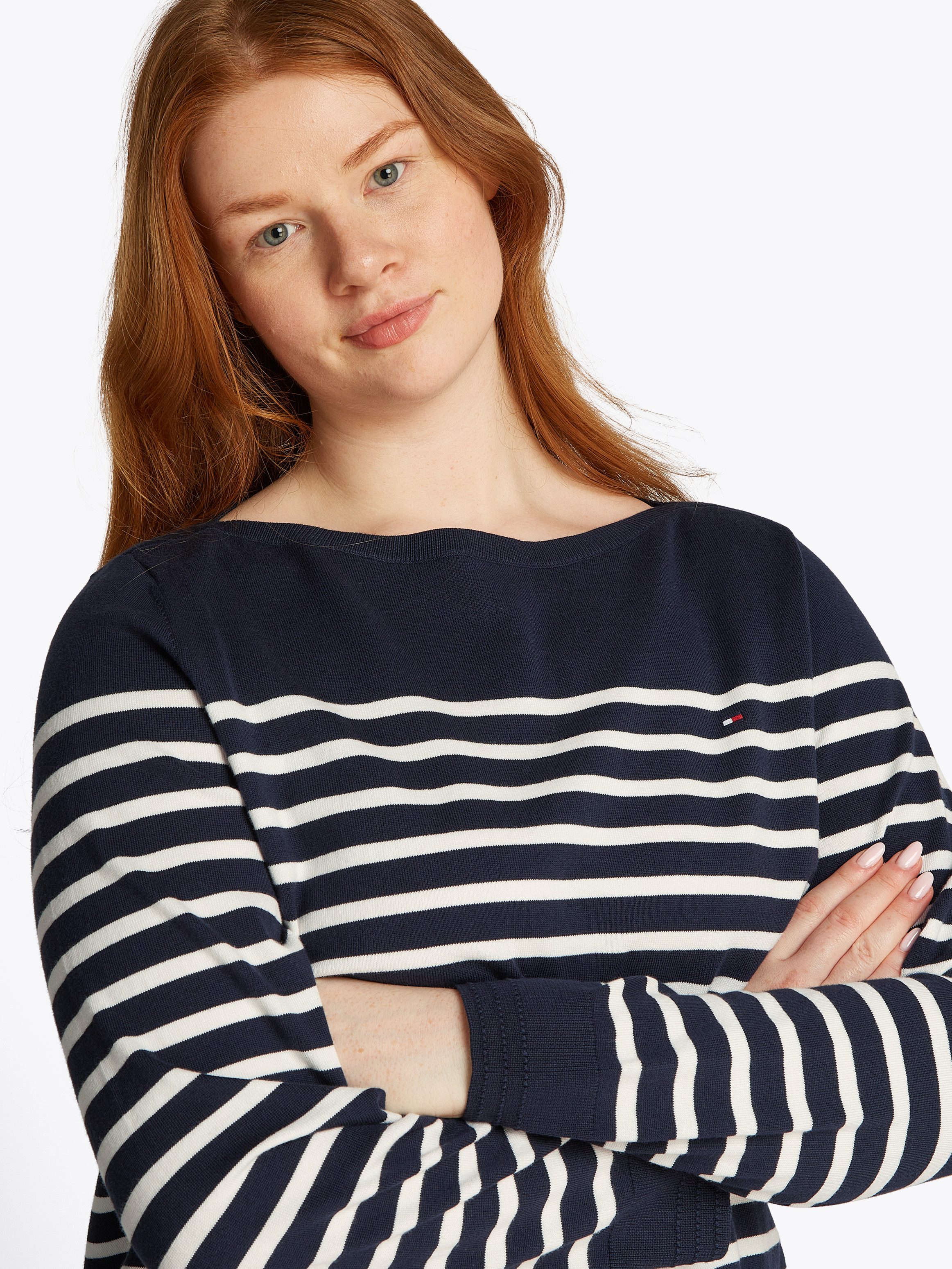 Tommy Hilfiger Curve Strickpullover CRV CO JERSEY STITCH LS B-NK SWT in Gro günstig online kaufen