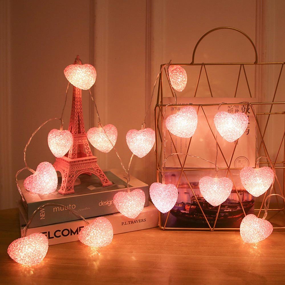 Party, Muttertag Batterie, Herz, Rosnek Hochzeit Deko 3D 1.5/3M, LED-Lichterkette für Valentinstag