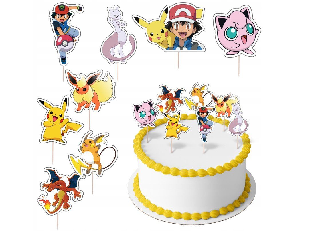 Festivalartikel Tortenstecker Pokemon Topper Set 8 Stk Geburstag Torten Deko Kuchen Junge