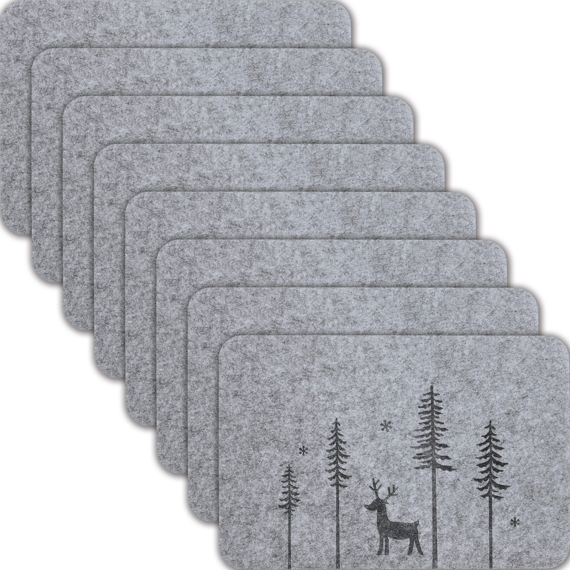 Glasuntersetzer Tischset im 8er-Pack, Filz Uni