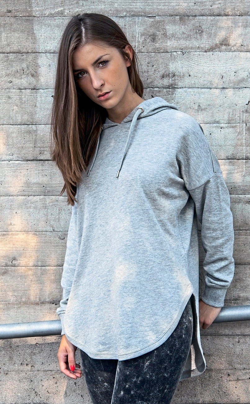 Brand Saum grau Your / Sweater Build Hoody Modisch Kapuzen Kapuzenpullover / Oversized Kapuzensweater Damen abgerundeter