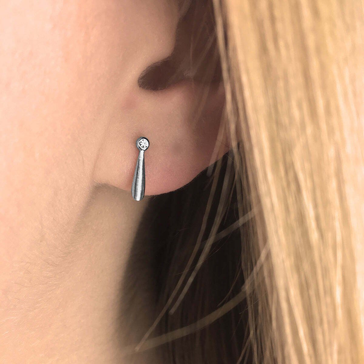 M&M Paar Ohrstecker Ohrstecker silber / gold mit Zirkonia ModernGlam (2-tlg), deutsche Qualität, inkl. edles Schmucketui