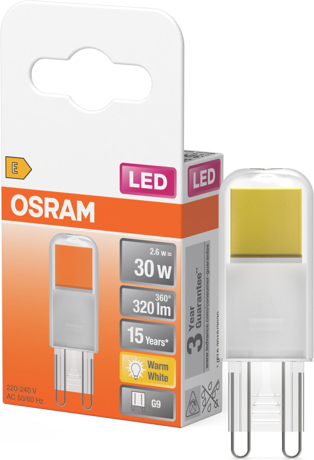 Osram LED-Leuchtmittel LED PINLED-Lampe, G9, 1 St., Warmweiß