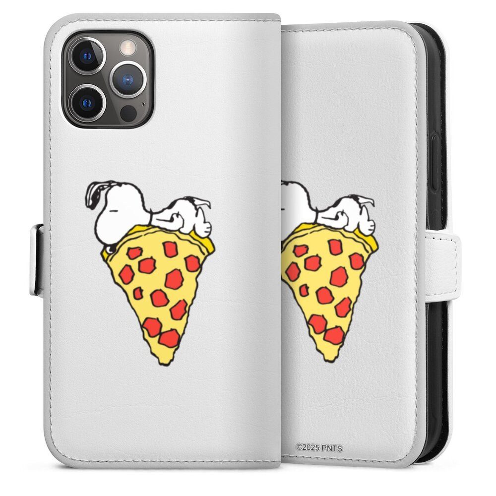 DeinDesign Handyhülle Peanuts Pizza Snoopy Snoopy Pizza Transparent, Apple iPhone 12 Pro Hülle Handy Flip Case Wallet Cover