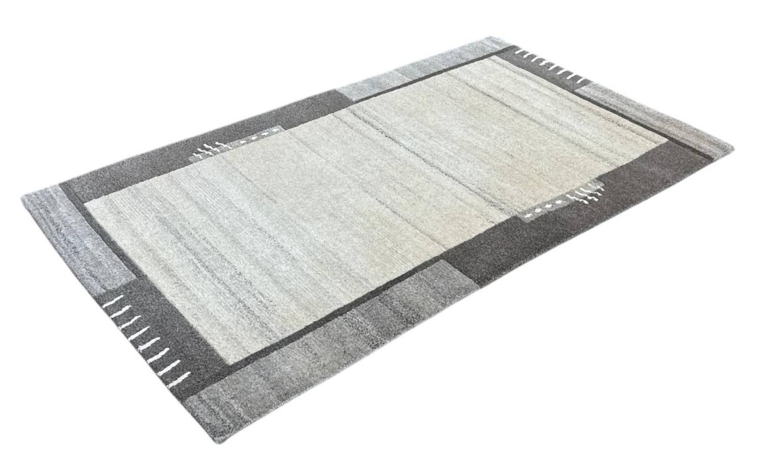 Rug Studios Teppich NEPAL NATUR - HANDGEKNÜPFT, Rechteckig, Höhe: 20 mm, Handgeknüpft, 70 x 140 cm, Silber-Grau