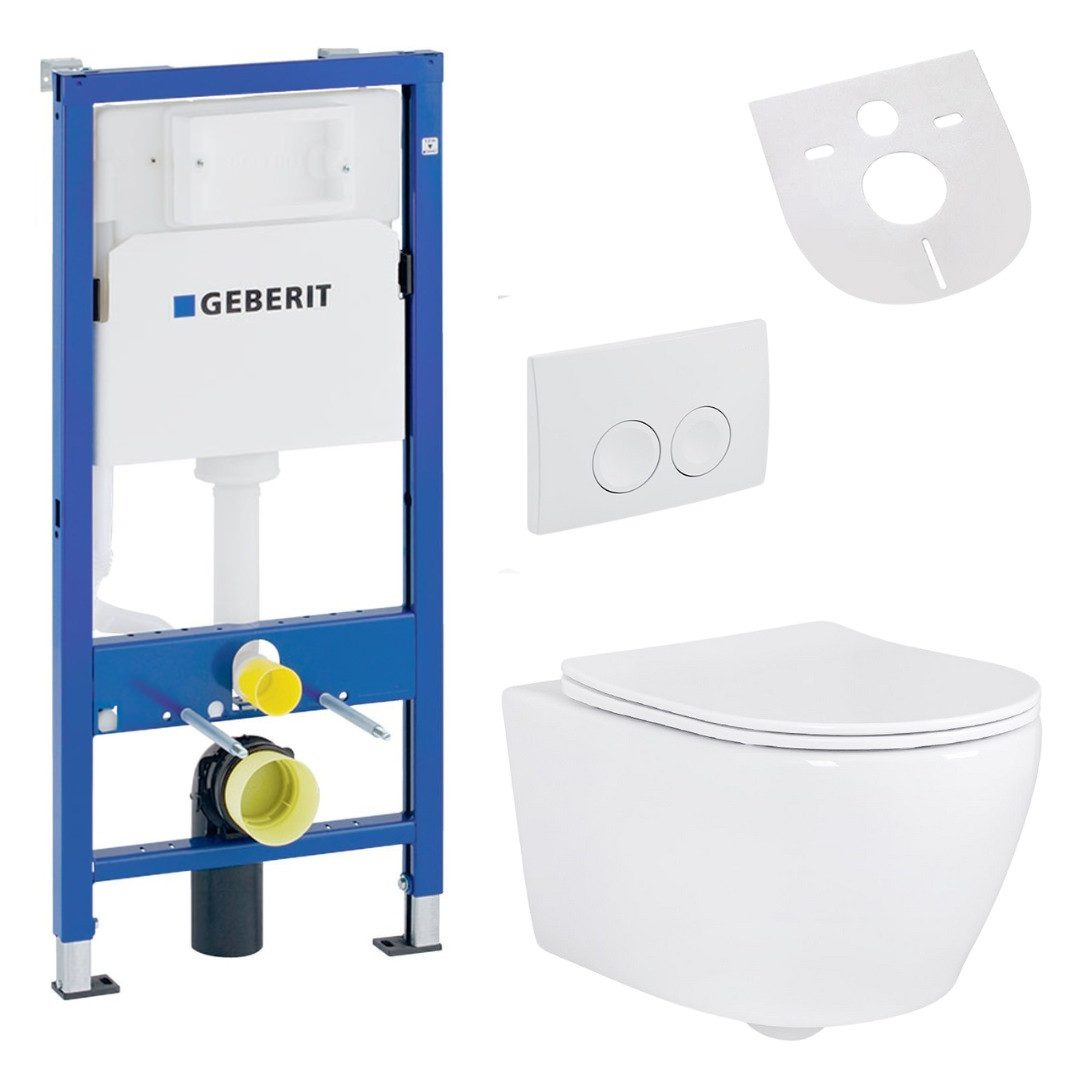 Belvit Tiefspül-WC UP100-AL5513-SET, Belvit Hänge WC Set spülrandlos mit Softclose WC Sitz und Geberit