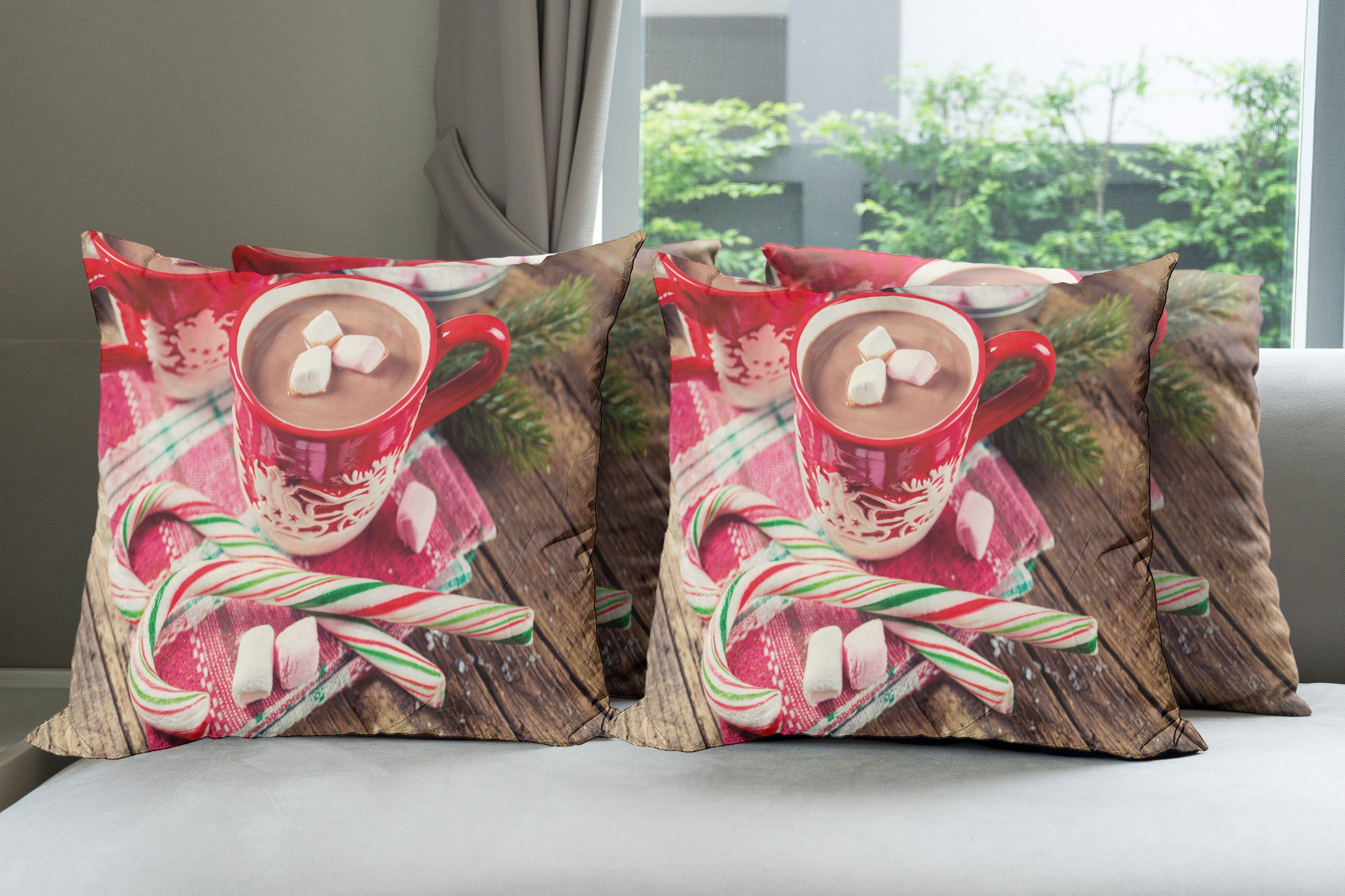 Schokolade Abakuhaus Heiße (4 Weihnachten Doppelseitiger Stück), Tassen Digitaldruck, Accent Kissenbezüge Modern in
