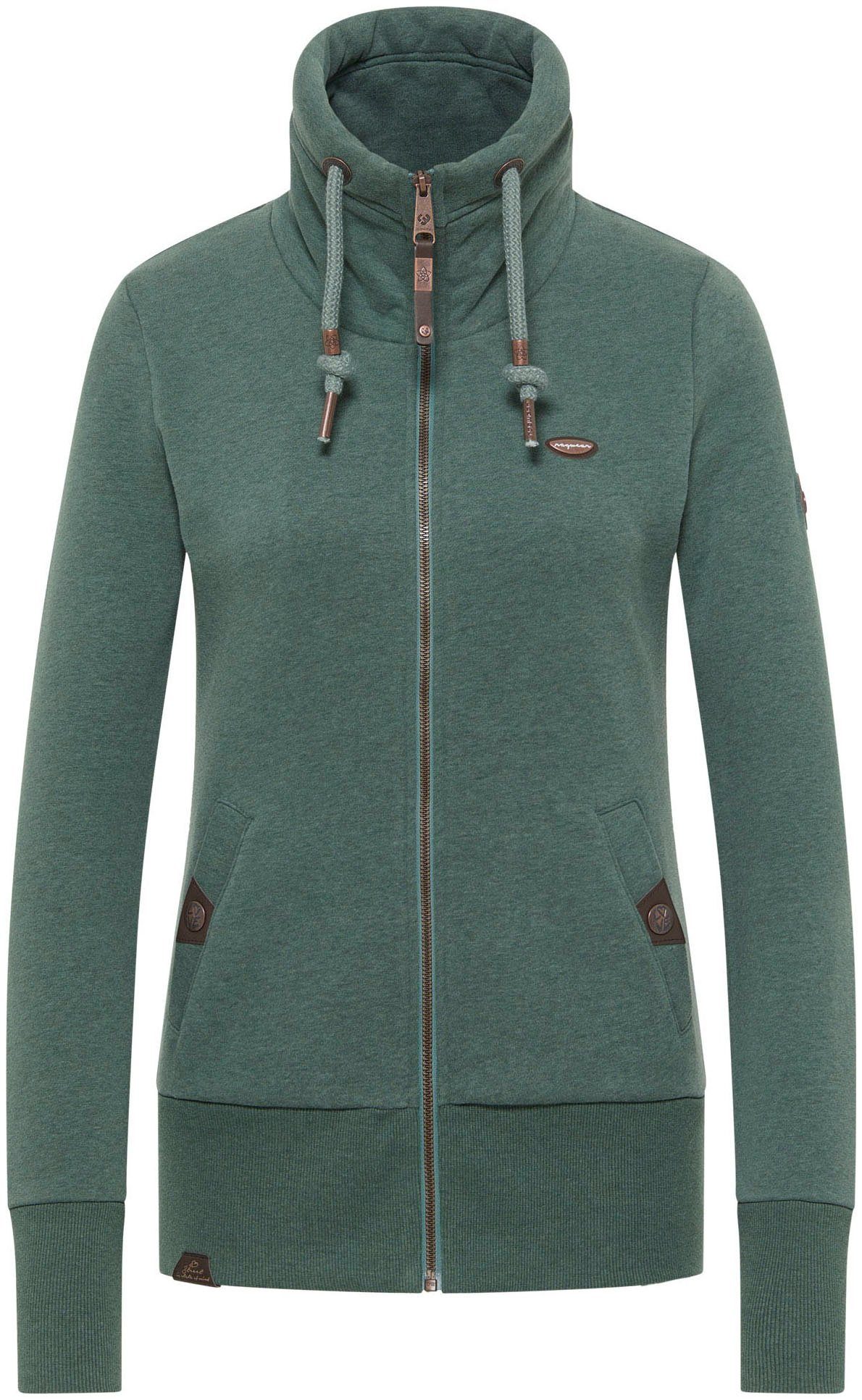 RYLIE Sweatjacke Ragwear PINE Stehkragen mit hohem ZIP GREEN