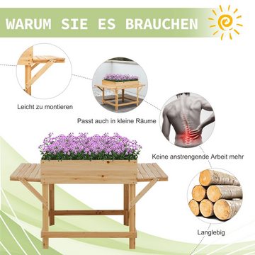 Outsunny Hochbeet Pflanztisch mit Ablage (Pflanzkasten, 1 St., Blumenkasten), für Garten, Balkon, Natur