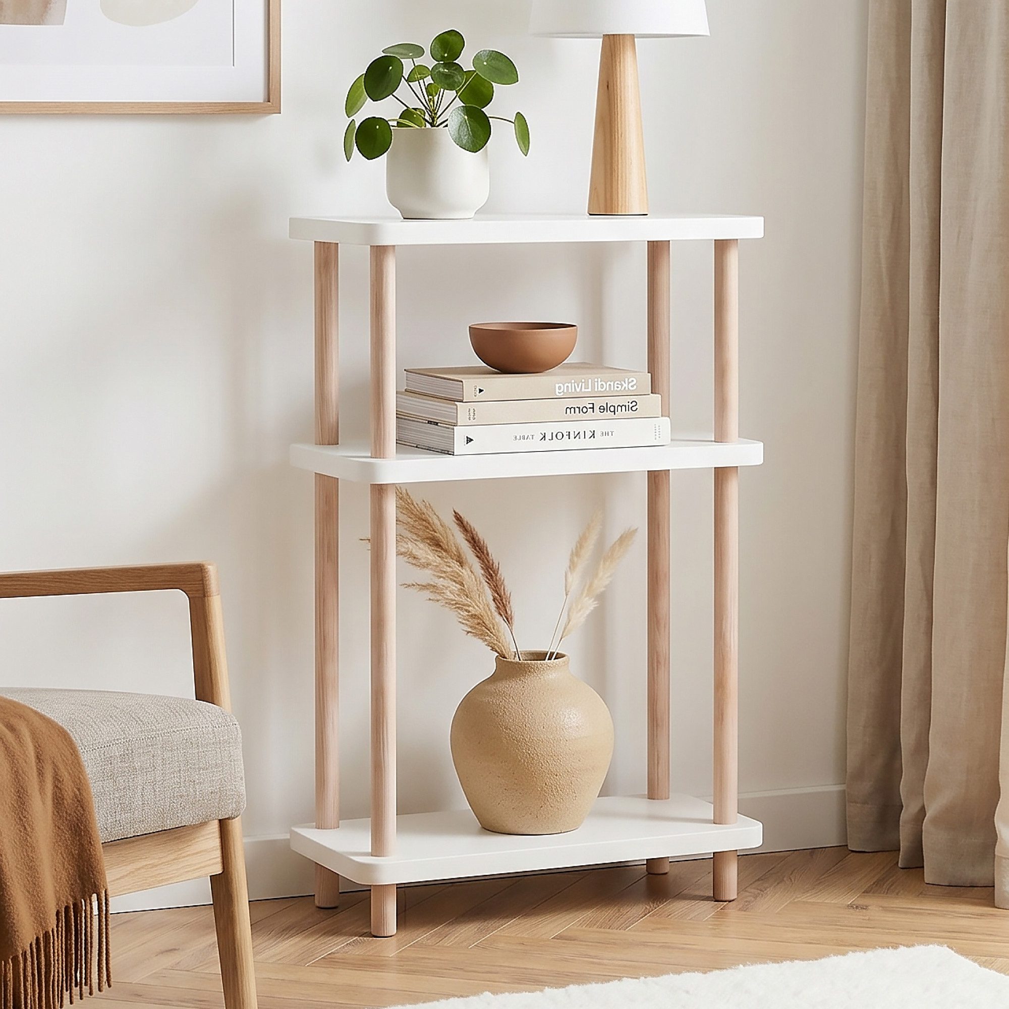 en.casa Standregal, »Nampernu« mit 3 Ebenen 62x40x18 cm Weiß