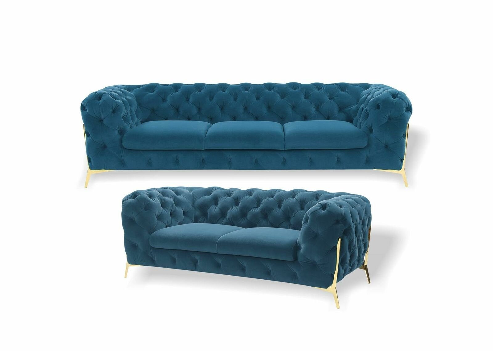 Moderne in Made Neu, Blaue 3+2 Sofa Europe Couchgarnitur JVmoebel Luxus Chesterfield Sitzer