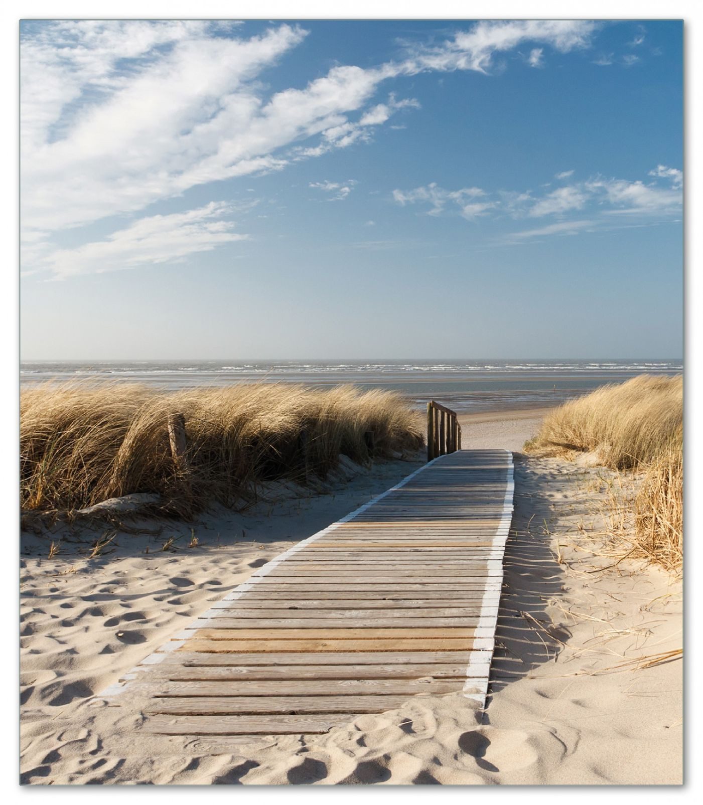 Wallario Herd-Abdeckplatte Auf dem Holzweg zum Strand, ESG-Sicherheitsglas, (Glasplatte, 1 tlg., inkl. 5mm Noppen), verschiedene Größen