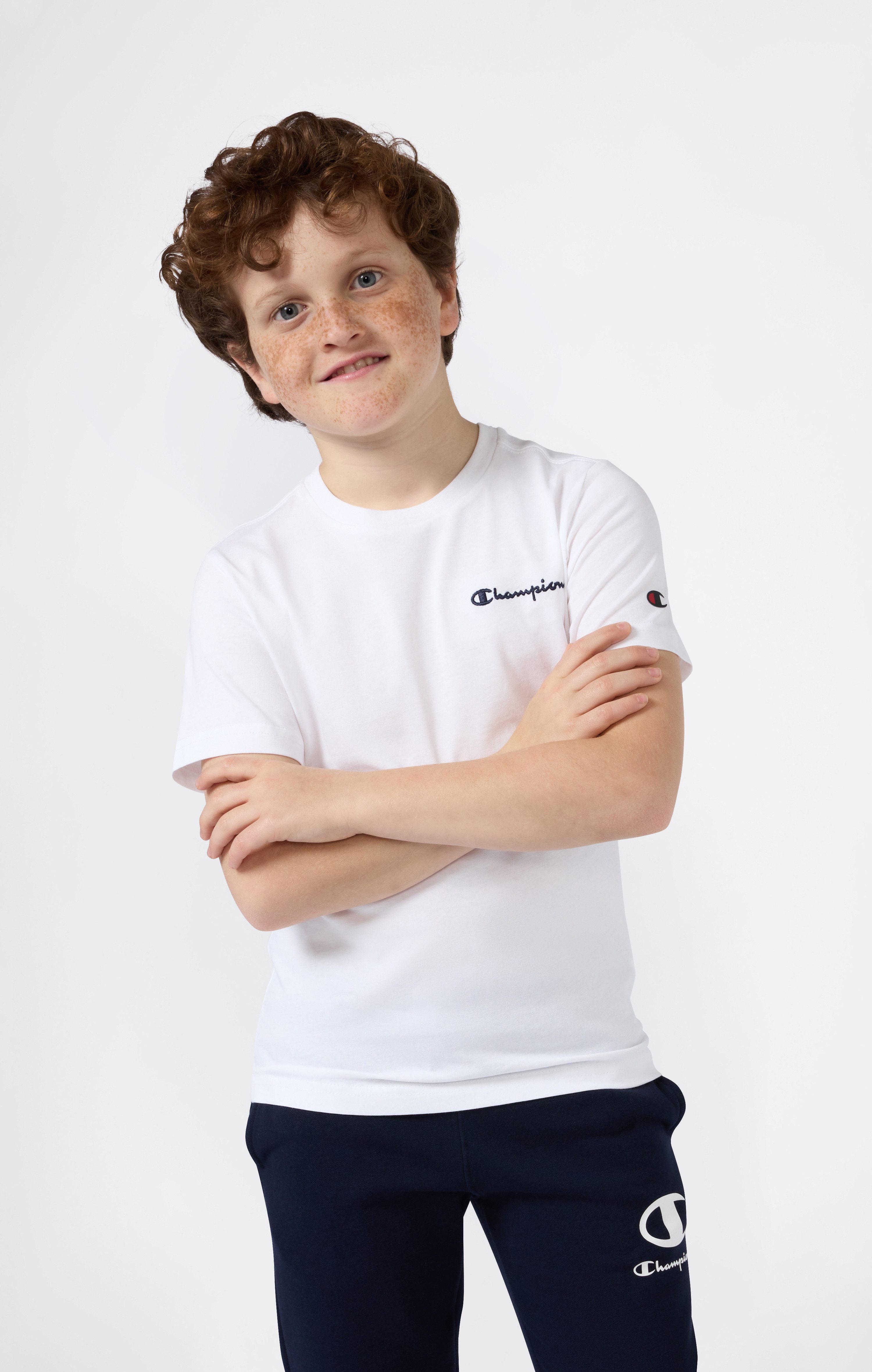 Champion T-Shirt ICONS CONTRAST Crewneck T-Shirt klassischer Schnitt, Kurzarm, für Kinder, für Sportmode