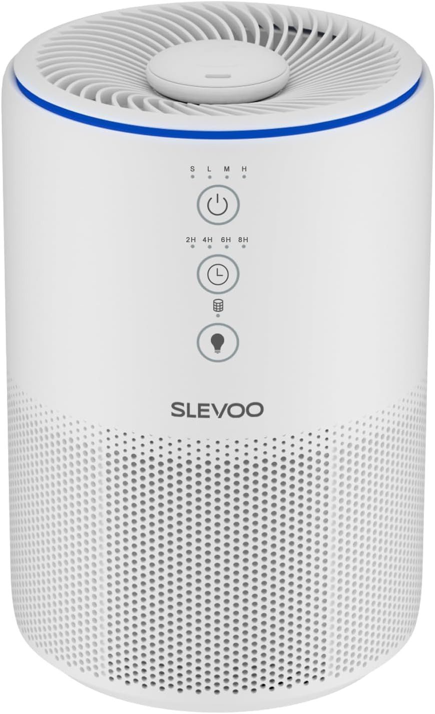 Slevoo Luftreiniger für Zuhause Tierhaarallergie 3in1 HEPA Filter CADR 200m³/h Schlafmodus, für 40 m² Räume, gegen Tierhaare, Rauch & Gerüche, energiesparend