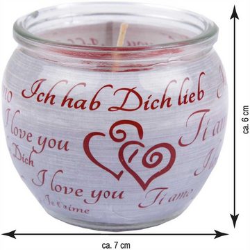 HS Candle Duftkerze (6-tlg), Kerze im Glas, Spruch-Kerze 6er Pack mit ca. 22 Std. Brenndauer, Höhe: 6cm, Ø7cm
