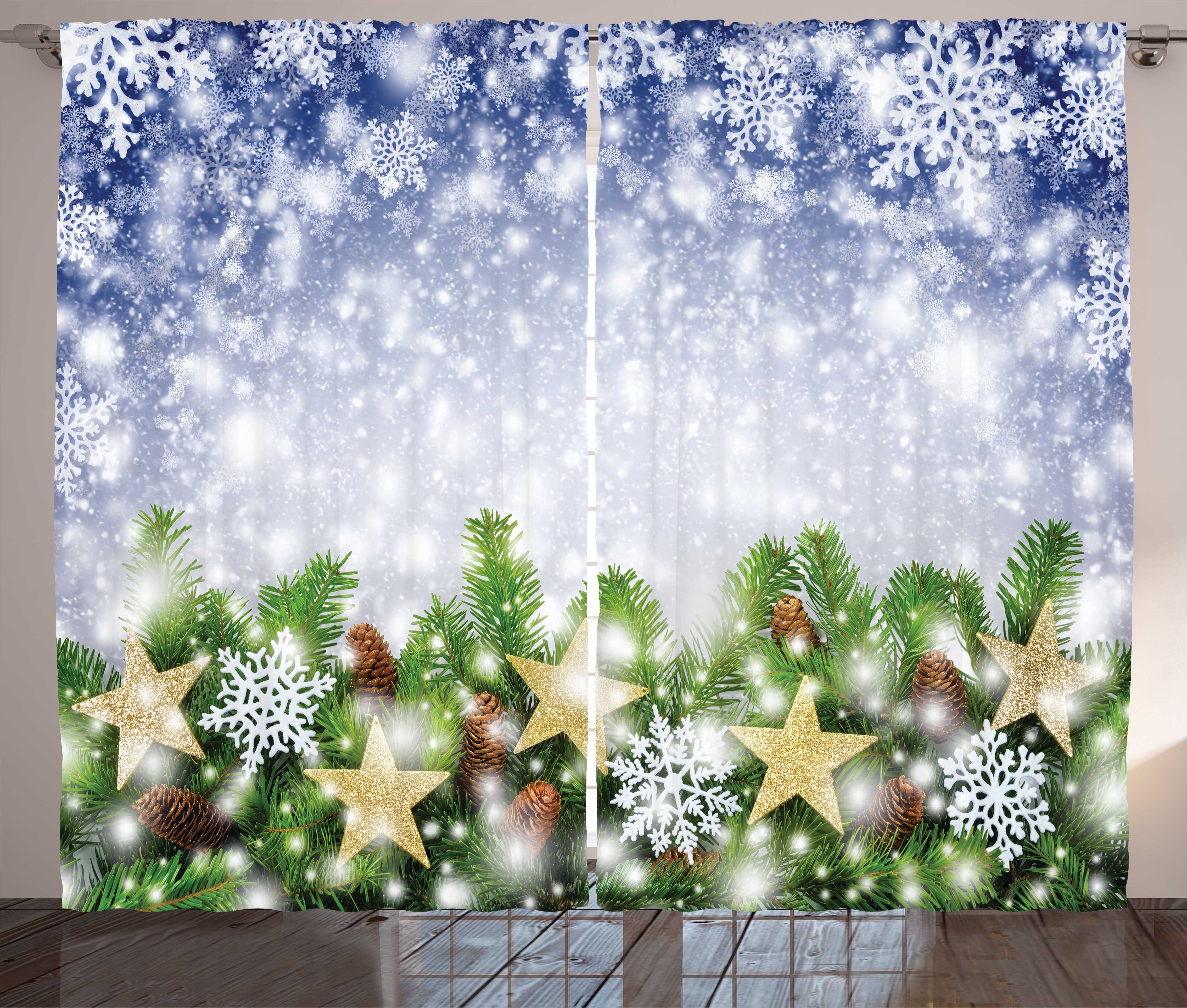 Schlafzimmer mit Abakuhaus, Schneeflocken Weihnachten Haken, und Vorhang Schlaufen Gardine Kräuselband bokeh