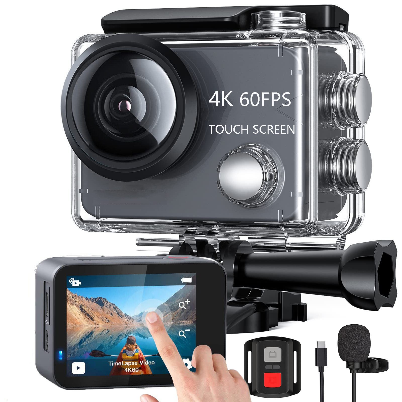 Action Cam 4K 60fps Touchscreen 20MP WiFi 170° Weitwinkel Action Cam