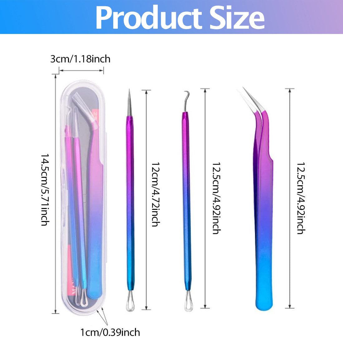 DEBAIJIA Pickelnadel 3-teiliges Akne Nadelset zum Entfernen von Mitessern und Akne