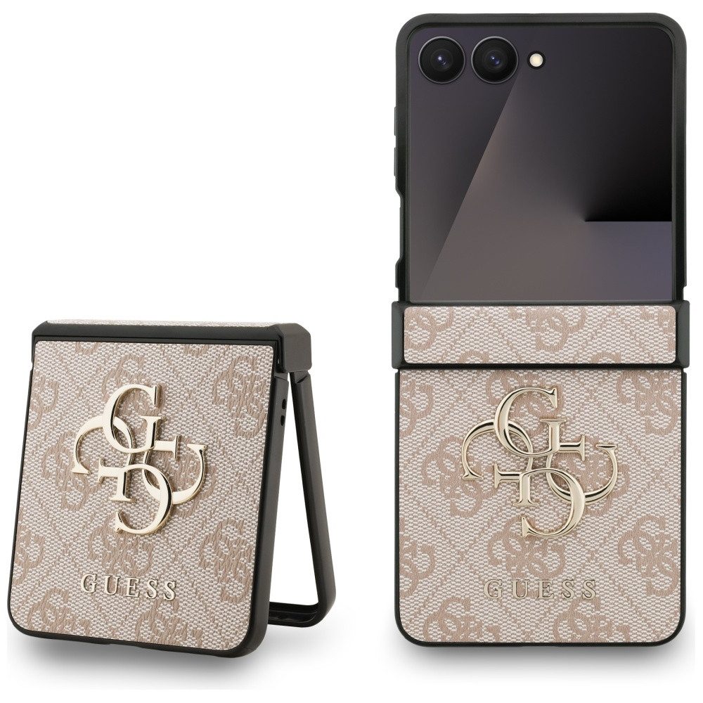 Guess Handyhülle Galaxy Z Flip7 Muster Kunstleder rosa Big Logo goldfarben 6,9 Zoll, Kantenschutz