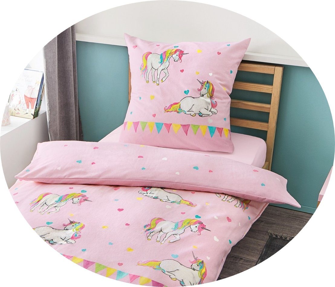 JACK Kinderbettwäsche JACK by Bierbaum Einhorn Kinder Biber Bettwäsche 2 tl günstig online kaufen