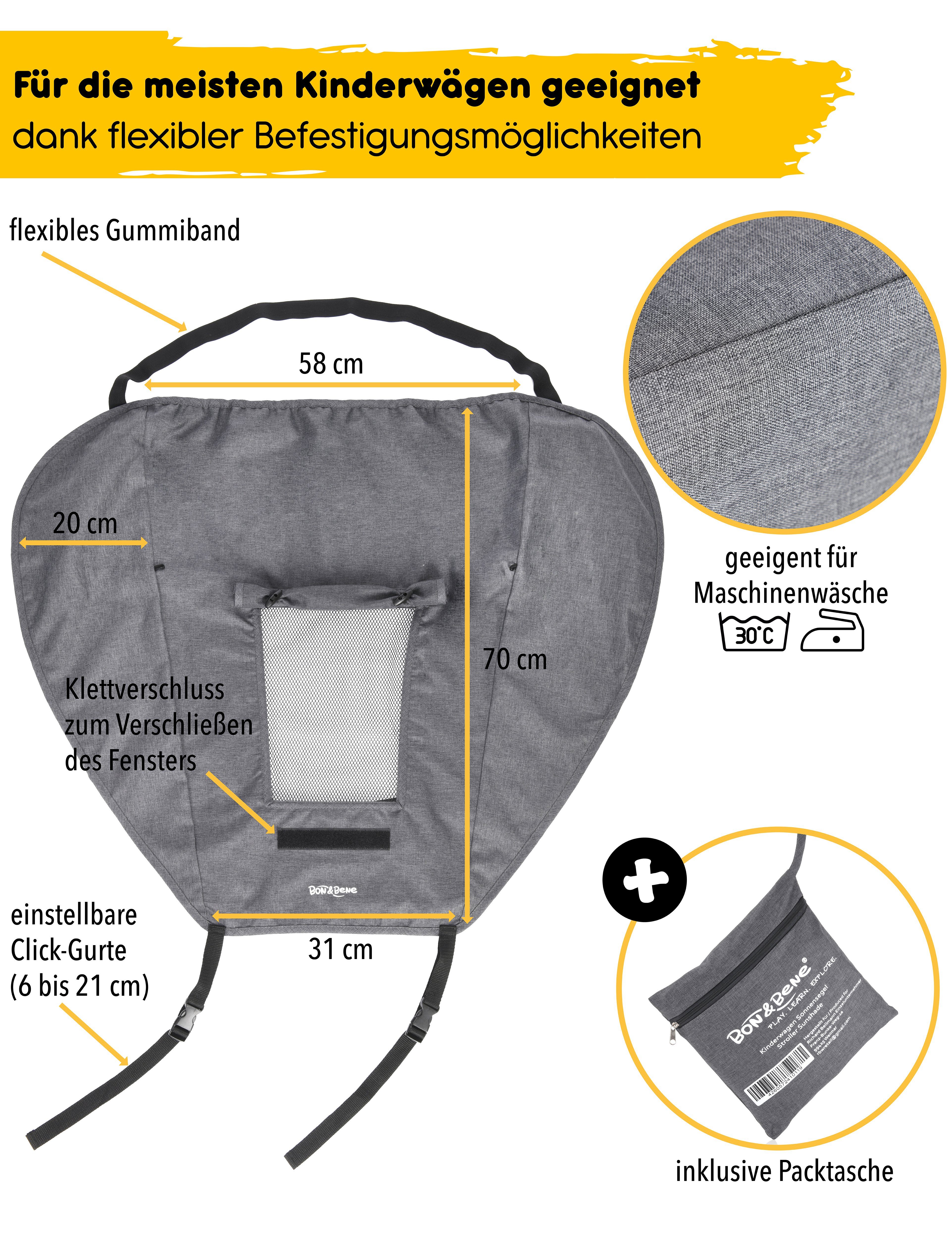 Anthrazit Sonnensegel für Kinderwägen BON&BENE