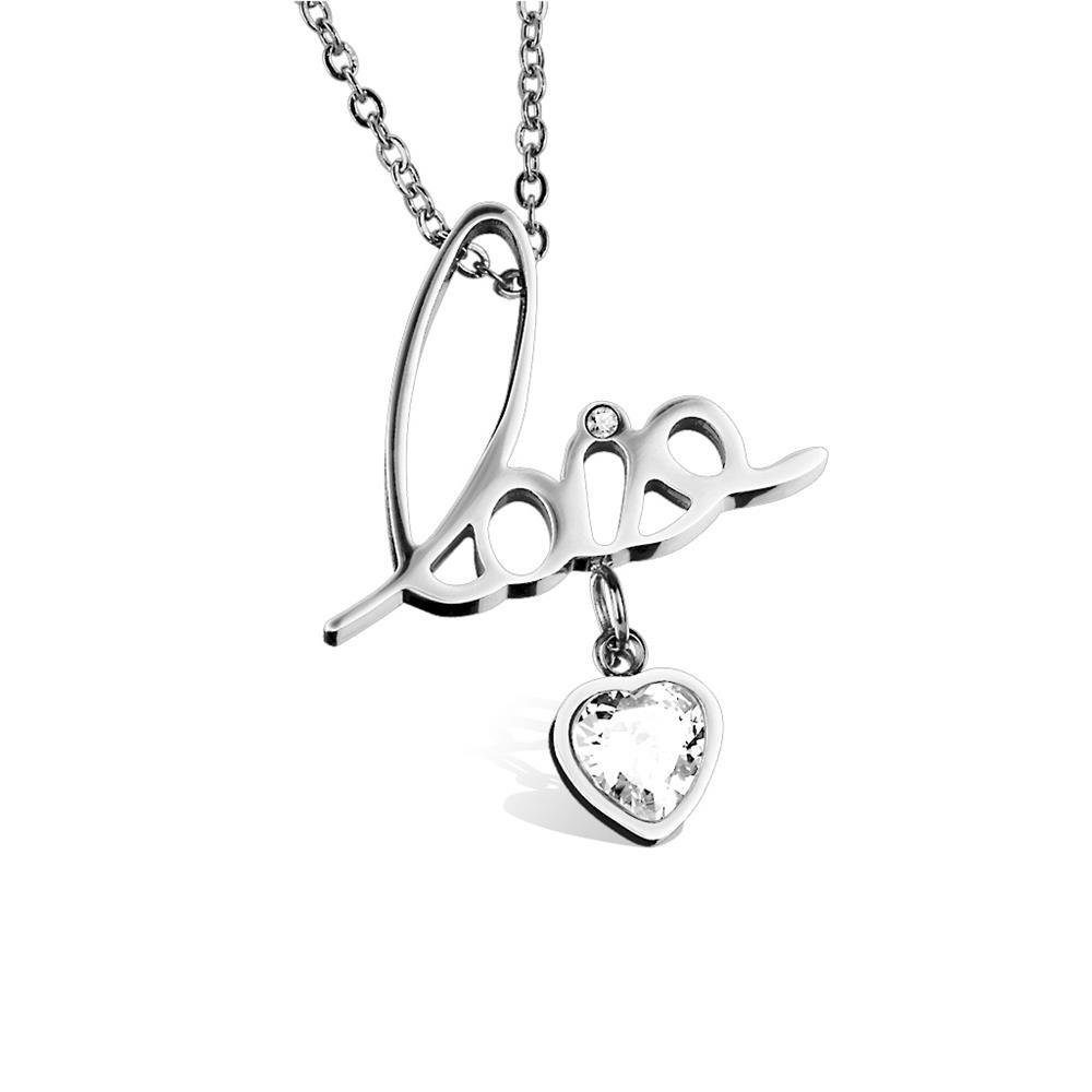 mit silber Damen aus Necklace (1-tlg), Herz-Anhänger BUNGSA Ketten-Set Liebe Edelstahl Halskette Kette