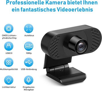 Diyarts Full HD-Webcam (Full HD 1080P, für Laptop, Desktop, USB 2.0 Plug & Play, Webcam pc, Automatische Lichtkorrektur, für Live-Streaming, Videoanrufe, Konferenz)
