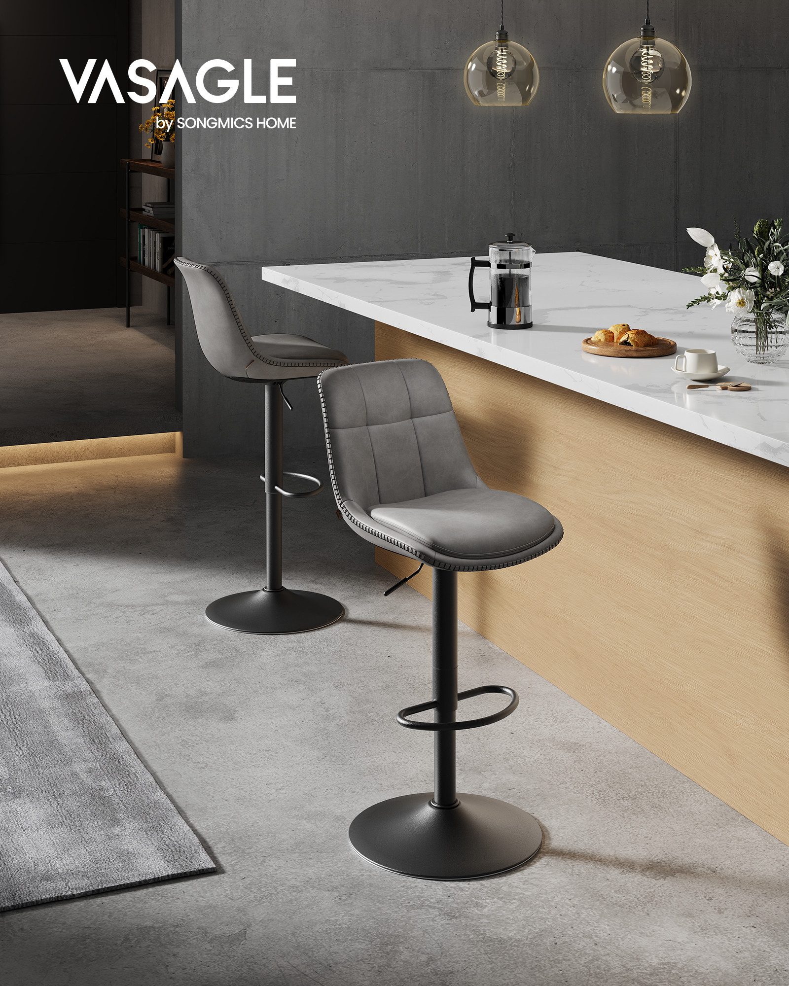 VASAGLE Barhocker Barstühle (Set, 2 St), höhenverstellbar, drehbar günstig online kaufen