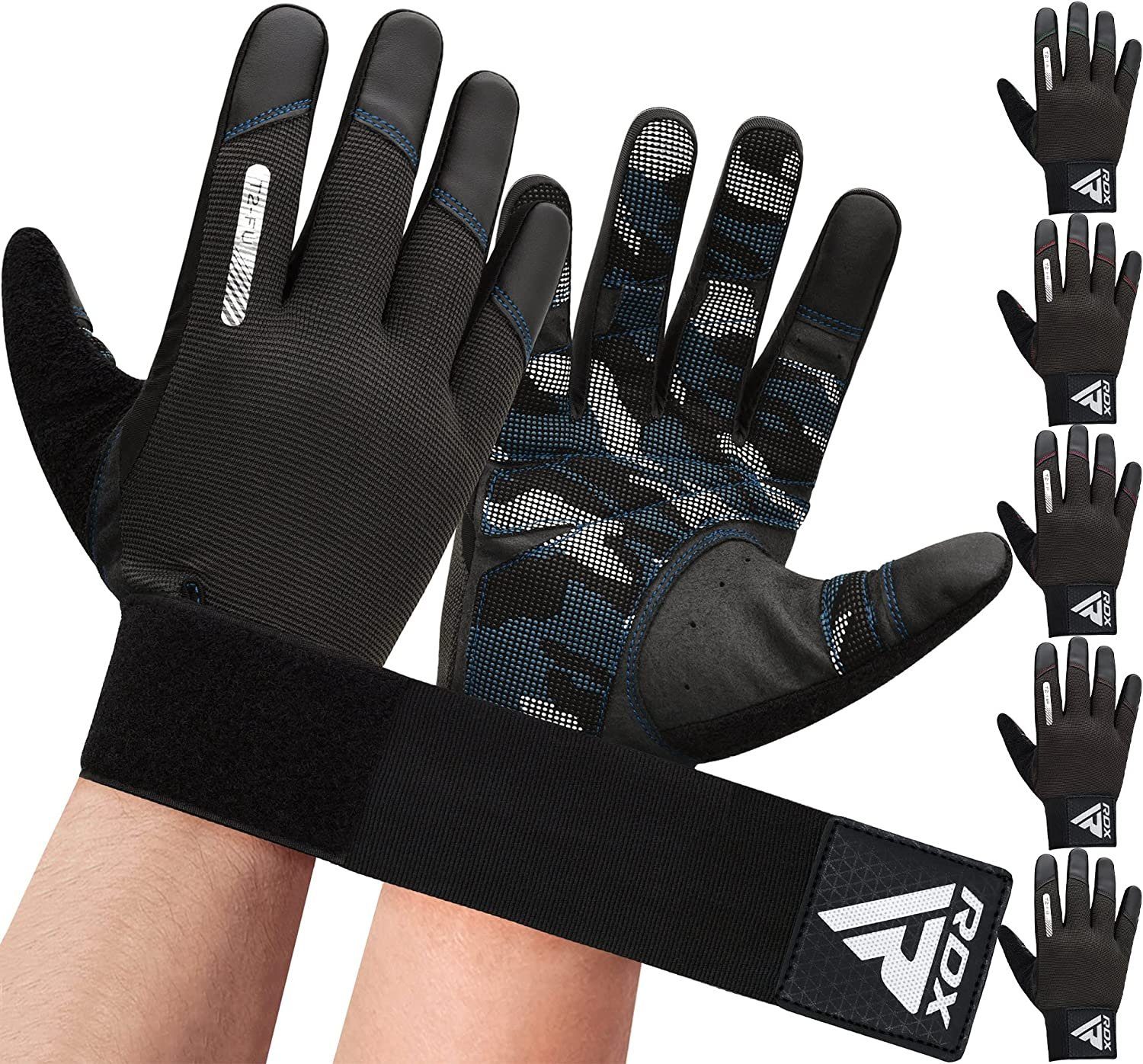 RDX Trainingshandschuhe RDX Fitness Handschuhe voller Finger Frauen Männer Touchscreen langen BLUE