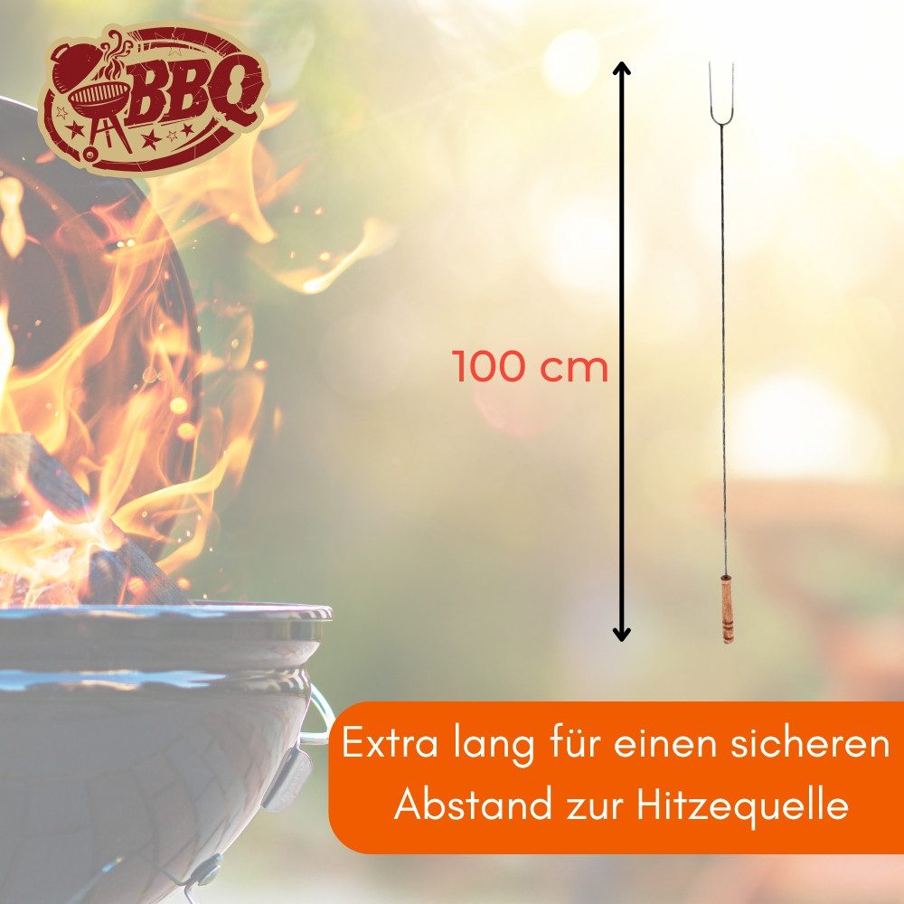 GarPet Lagerfeuer-Grillspieß 6er Set Grillspieß Lagerfeuer 100cm Stockbrot Marshmallow Spieße – Bild 2 von 5