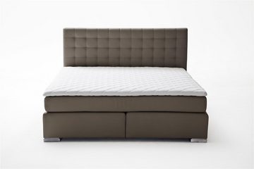 möbelando Boxspringbett Lenno, Boxspringbett Lenno mit Kunstleder braun, Liegefläche 180x200 cm, Kopfteil gesteppt, Metallfüße gebürstet