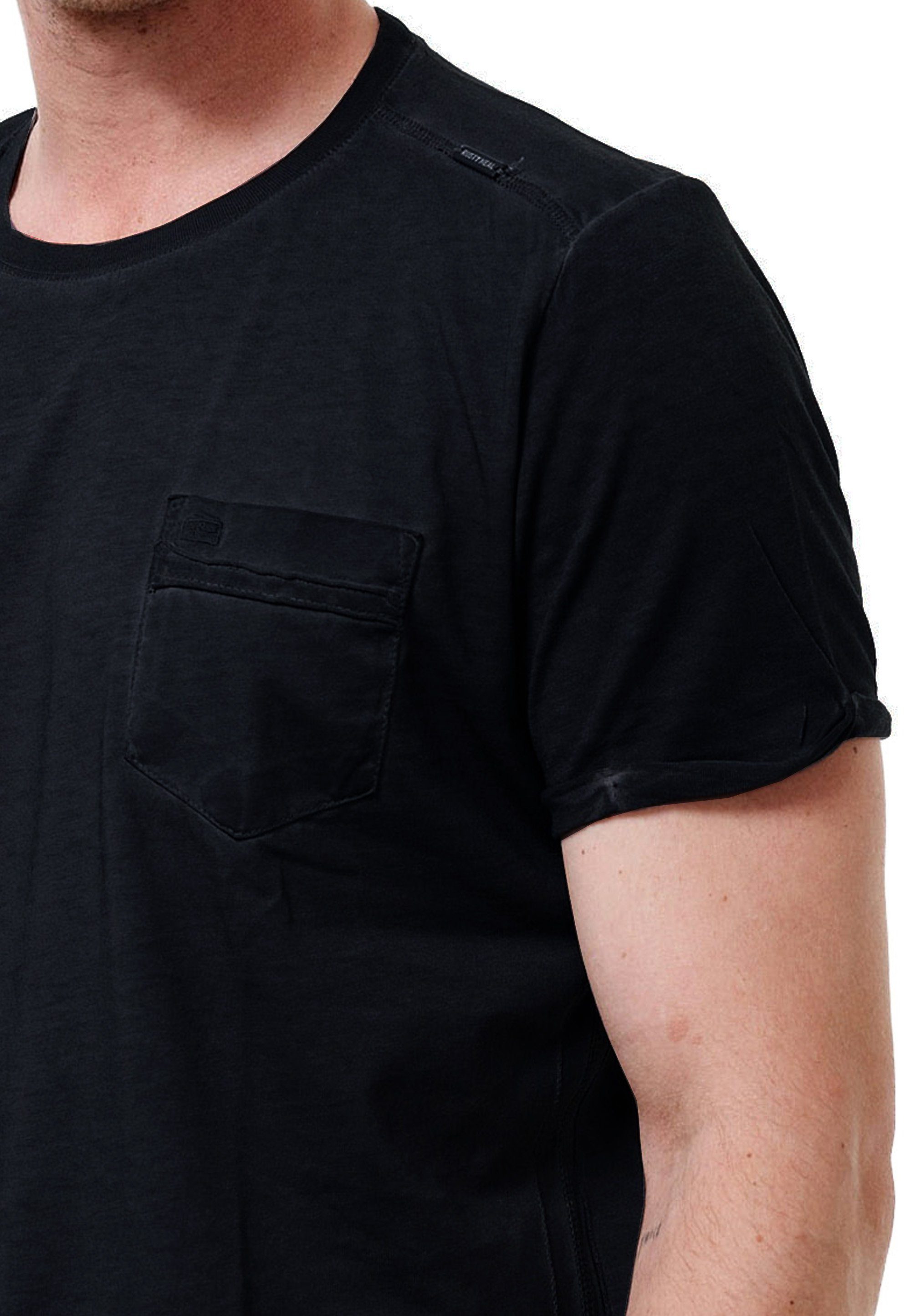 Rusty Neal T-Shirt Brusttasche schwarz mit aufgesetzter