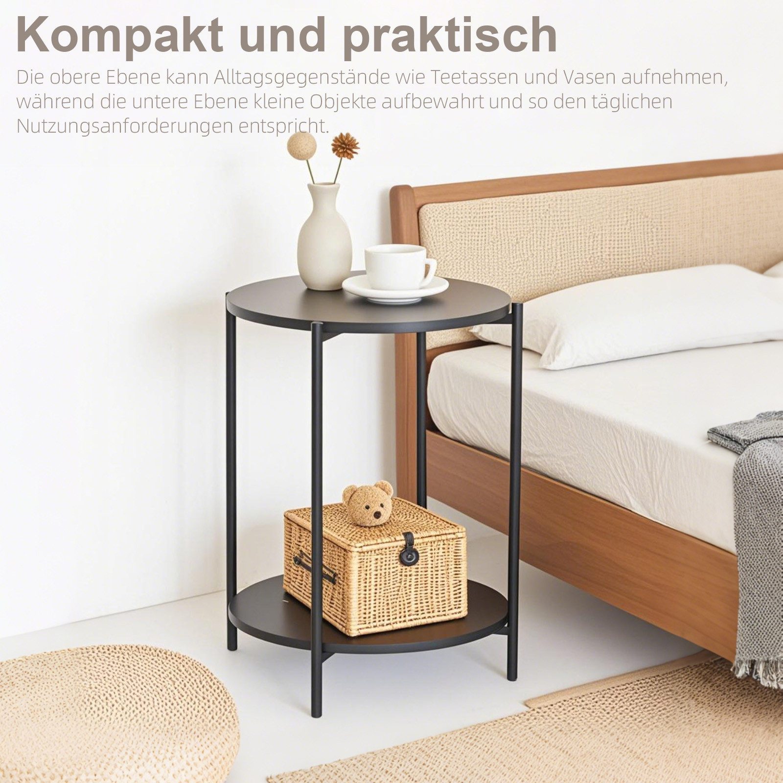kisidus Beistelltisch YZ4356A 43.3x56.5cm (1 Tisch), Rund Kaffeetisch Nacht günstig online kaufen