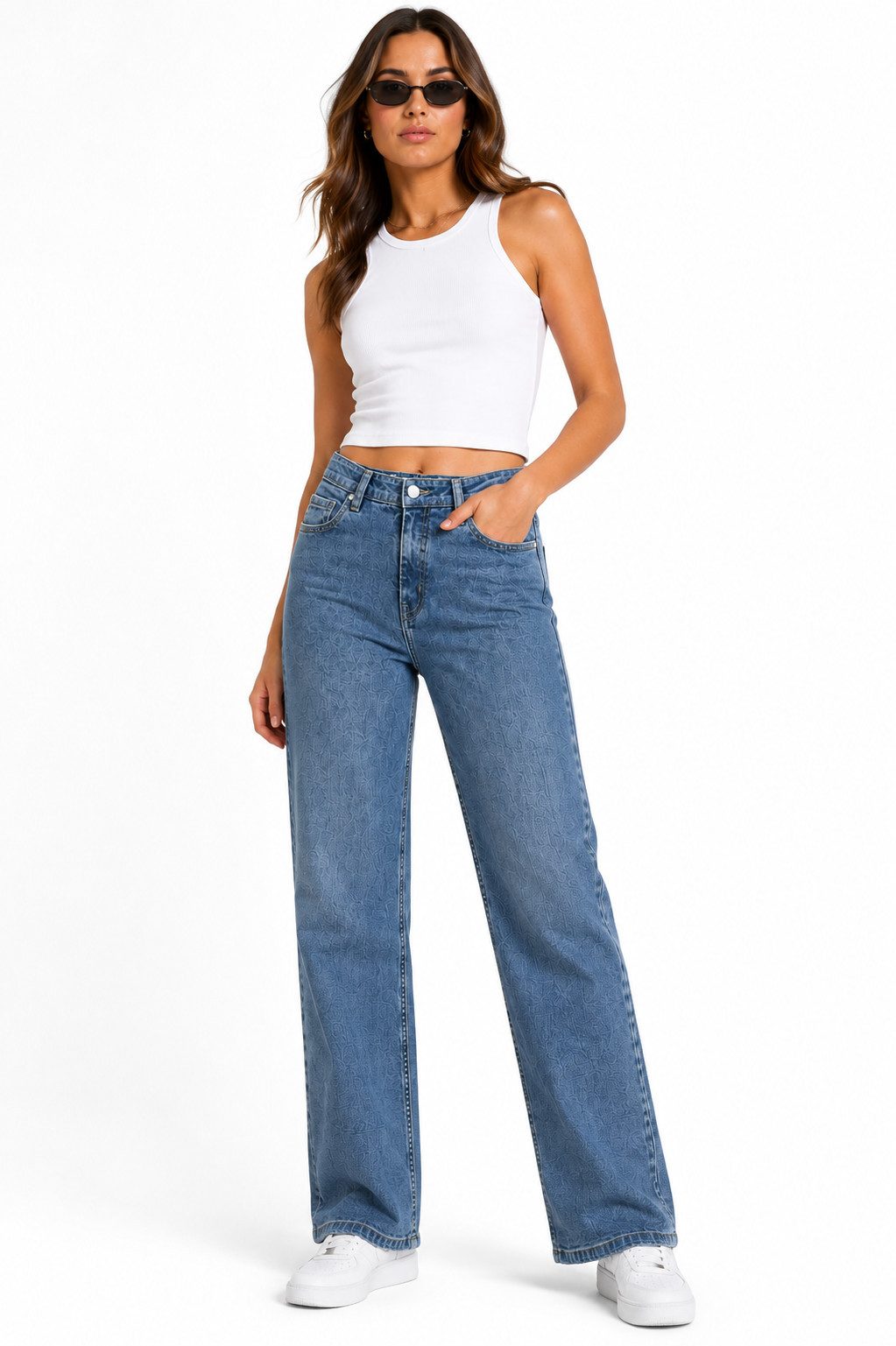 SUBLEVEL Bootcut-Jeans Sublevel Damen Wide Leg Jeans High Waist mit weitem Bein Damen jeans
