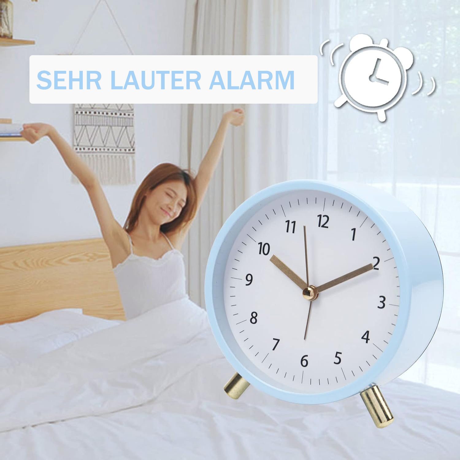 Coonoor Wecker Wecker, lautlos ohne Ticken, mit Beleuchtung, modischer Meta günstig online kaufen