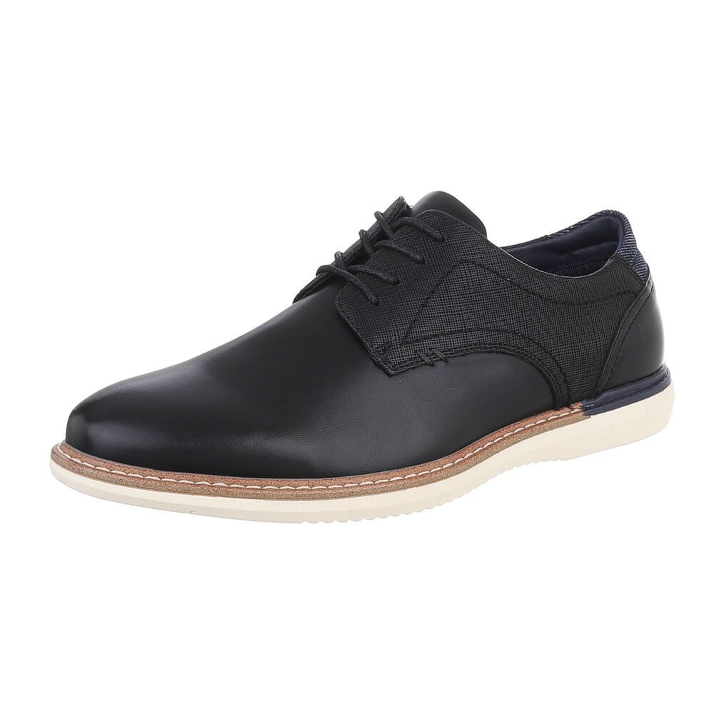 Ital-Design Herren Schnürschuhe Freizeit Schnürschuh (87284609) Flach Schnürer in Schwarz