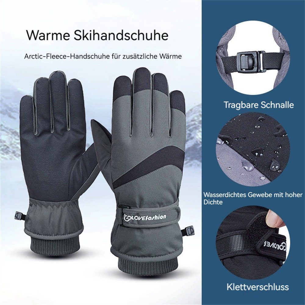 Warme Handschuhe grau mit Wasserdichte Baumwollhandschuhe Skihandschuhe Touchscreen Skihandschuhe, Sporthandschuhe, Skihandschuhe, Dekorative