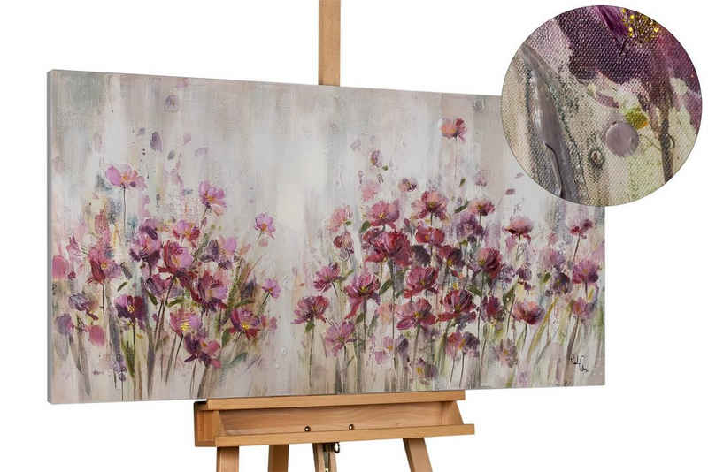 KUNSTLOFT Gemälde Lilac Reverie 120x60 cm, Leinwandbild 100% HANDGEMALT Wandbild Wohnzimmer